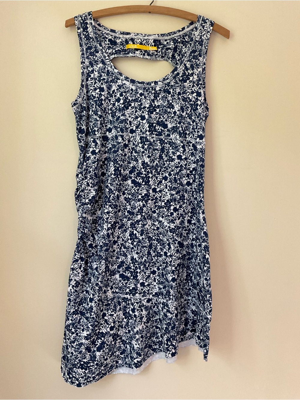 Lole Navy and White Asymmetrical Floral Tank Dress athletic athleisure hiking